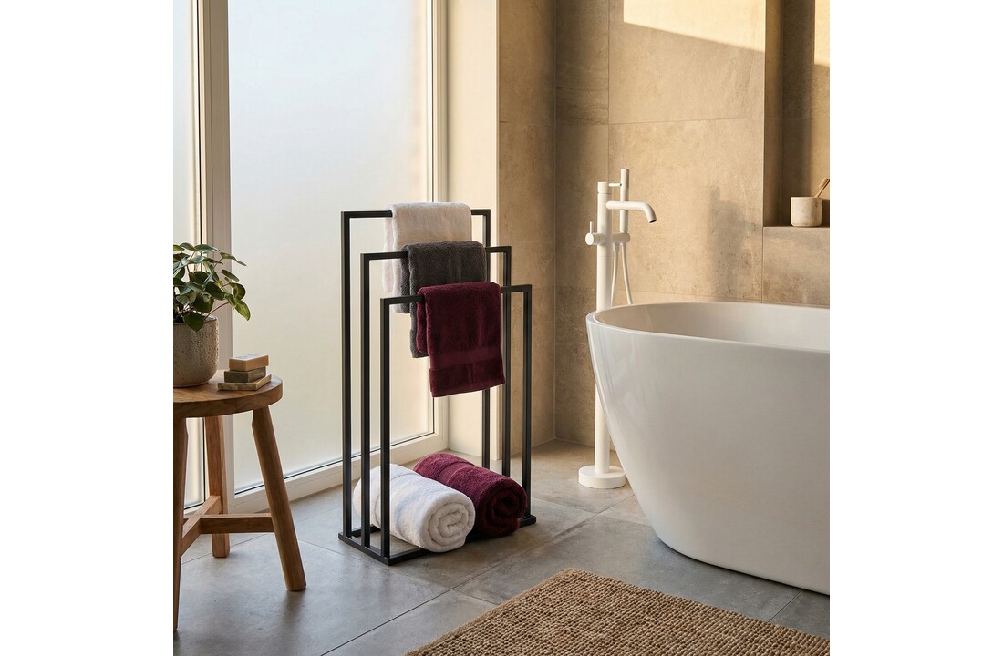 Badkamerhanger handdoekenrek 3 armen zwart