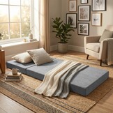 Logeermatras extra dik - grijs - camping matras - reismatras - opvouwbaar matras - 195 x 70 x 15