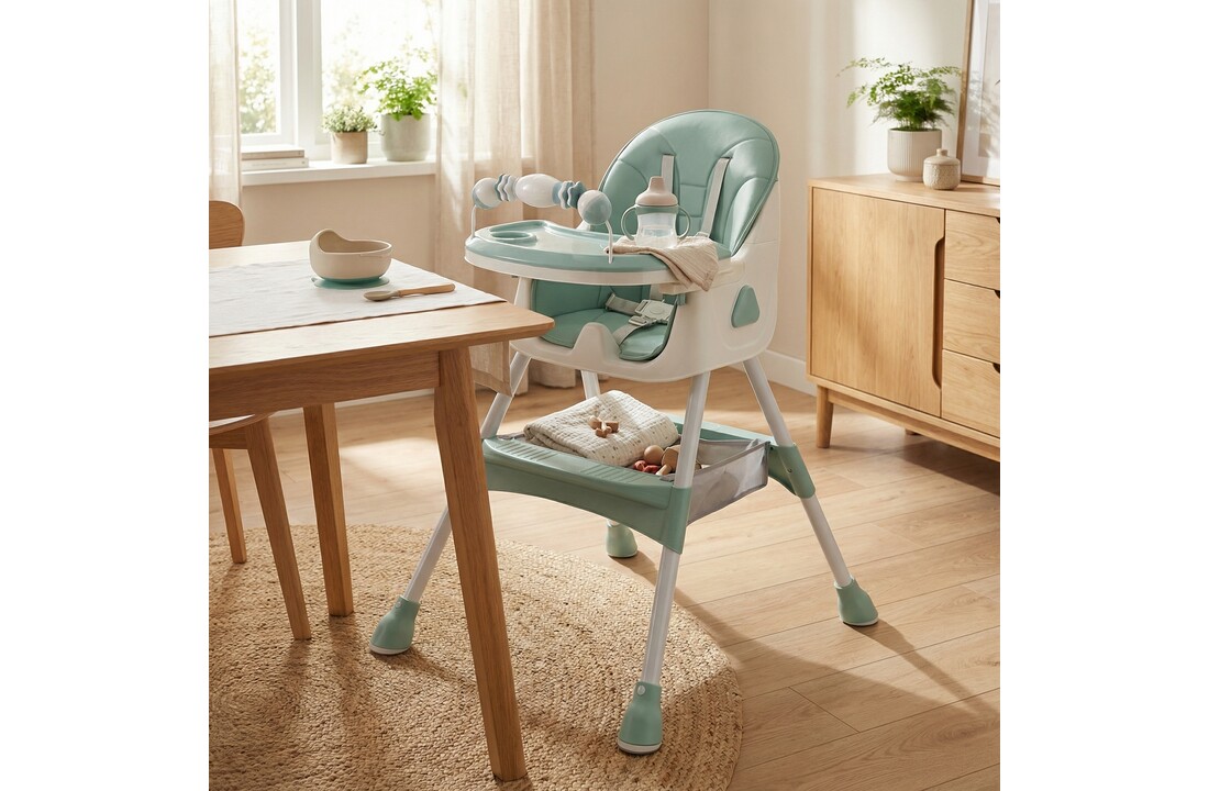 Kinderstoel meegroei - inklapbaar - met speelset - groen