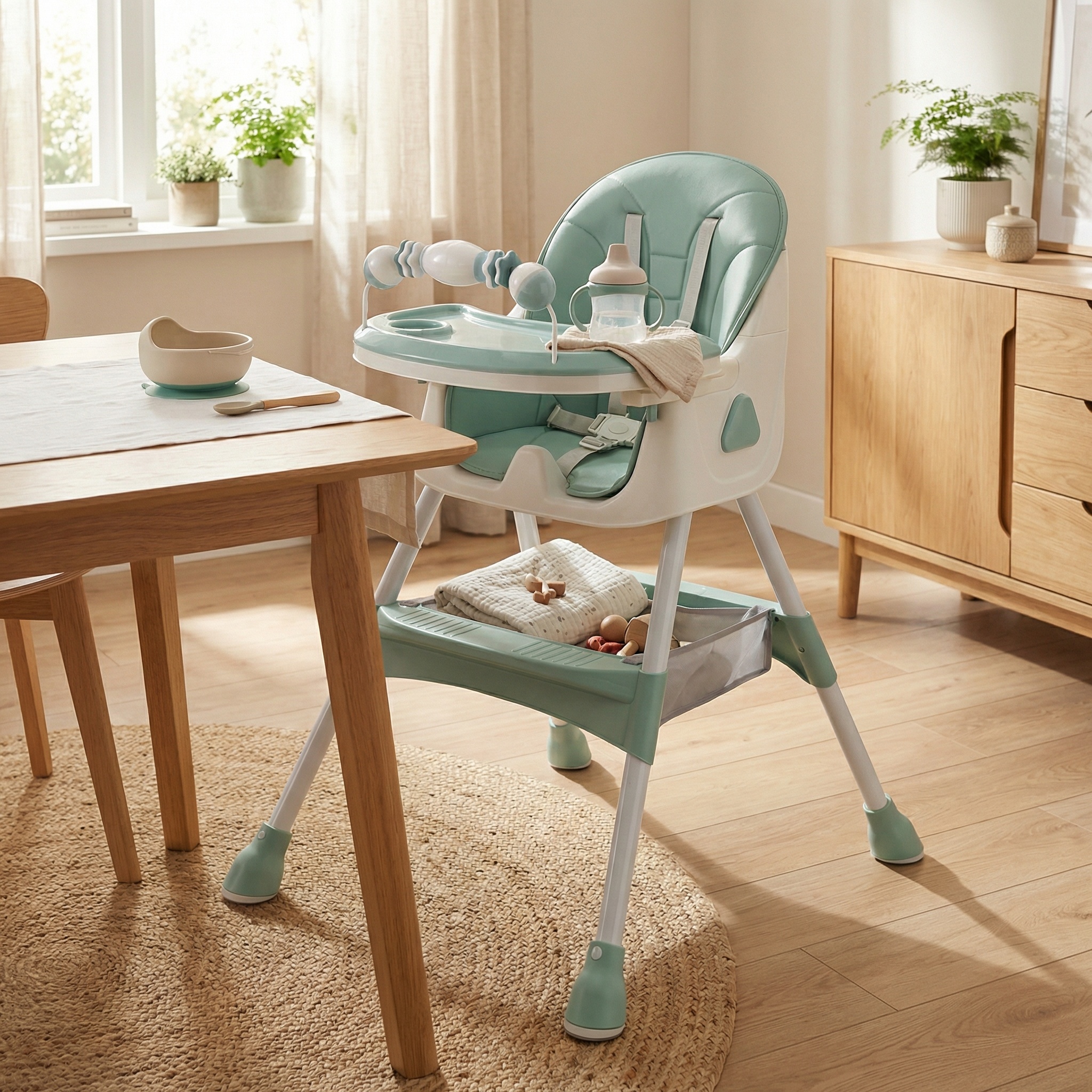 Kinderstoel meegroei - inklapbaar - met speelset - groen