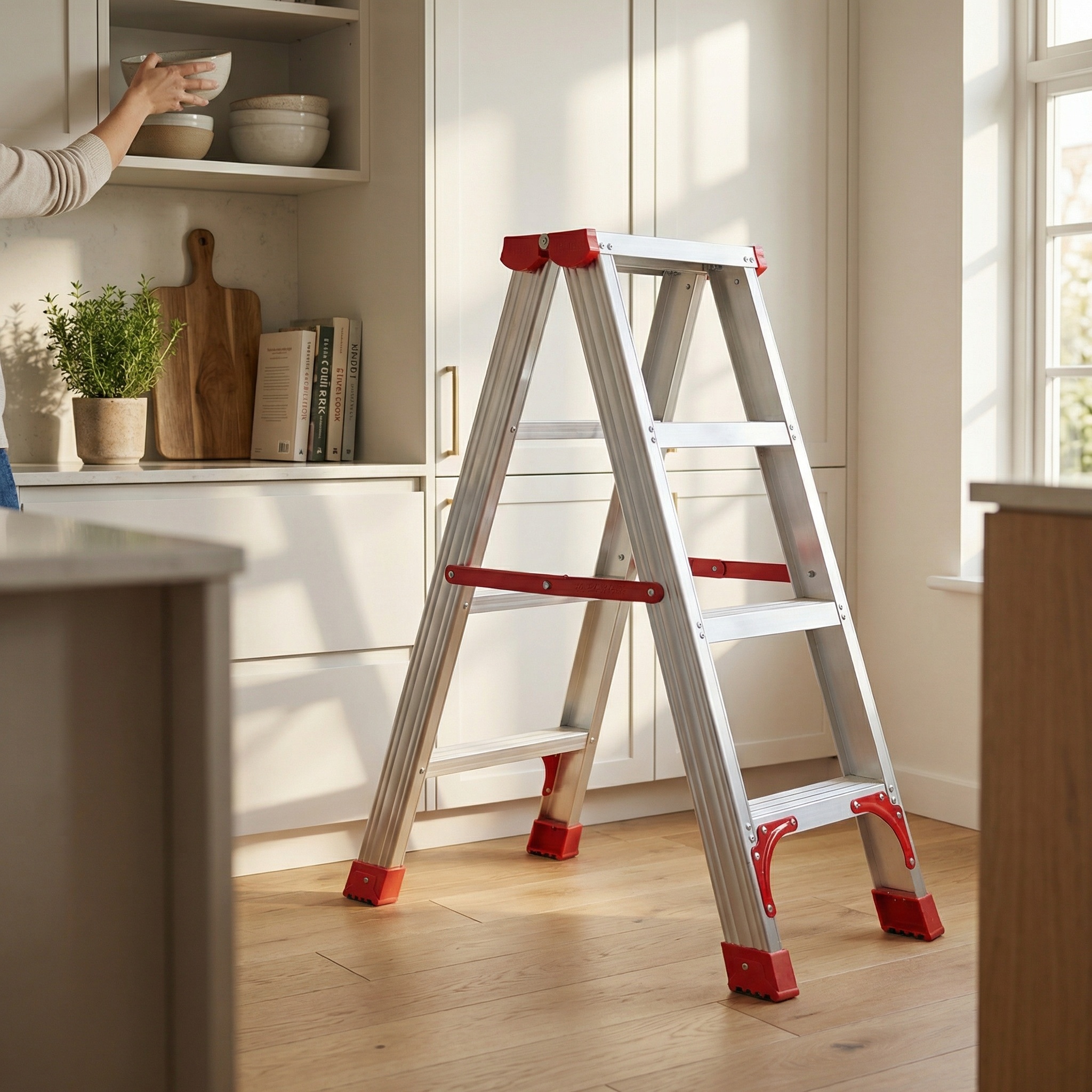 Huishoudtrap - ladder - 2x 3 treden - aluminium - 75 cm hoog