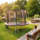 Trampoline - 244 cm - roze zwart - veiligheidsnet - tot 100kg