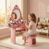Kaptafel kind - make up tafel met spiegel - 44x24,5x76cm - roze