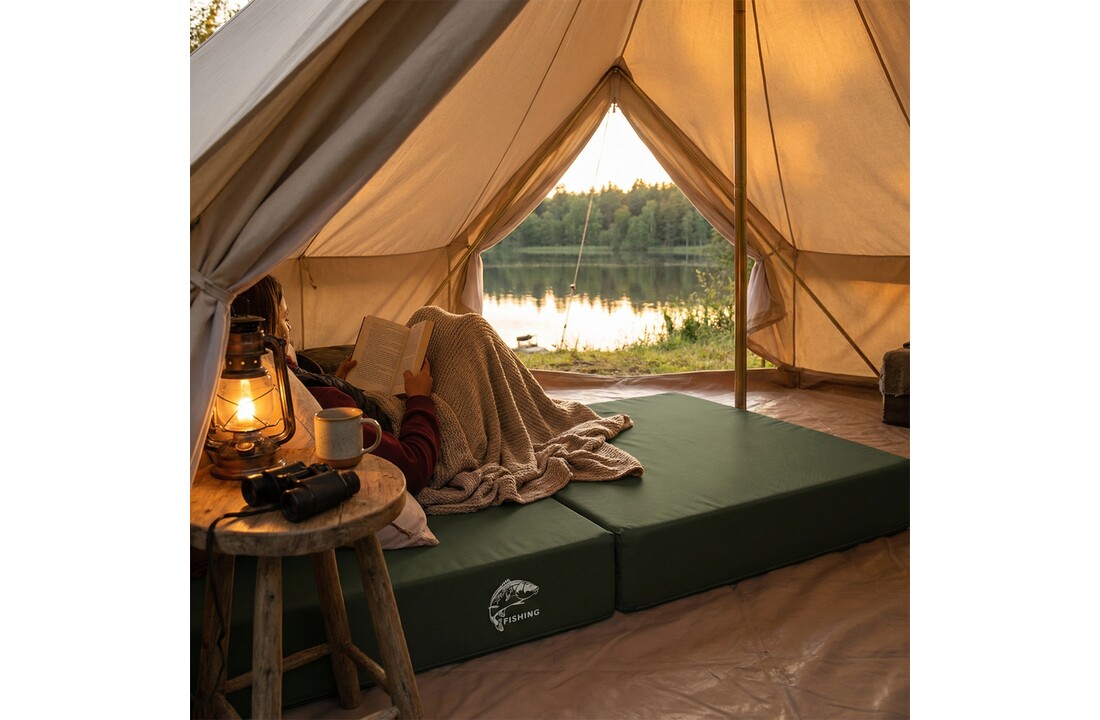 Logeermatras - camping matras - veld matras - opvouwbaar - 80 x 200 x 10 - donker groen