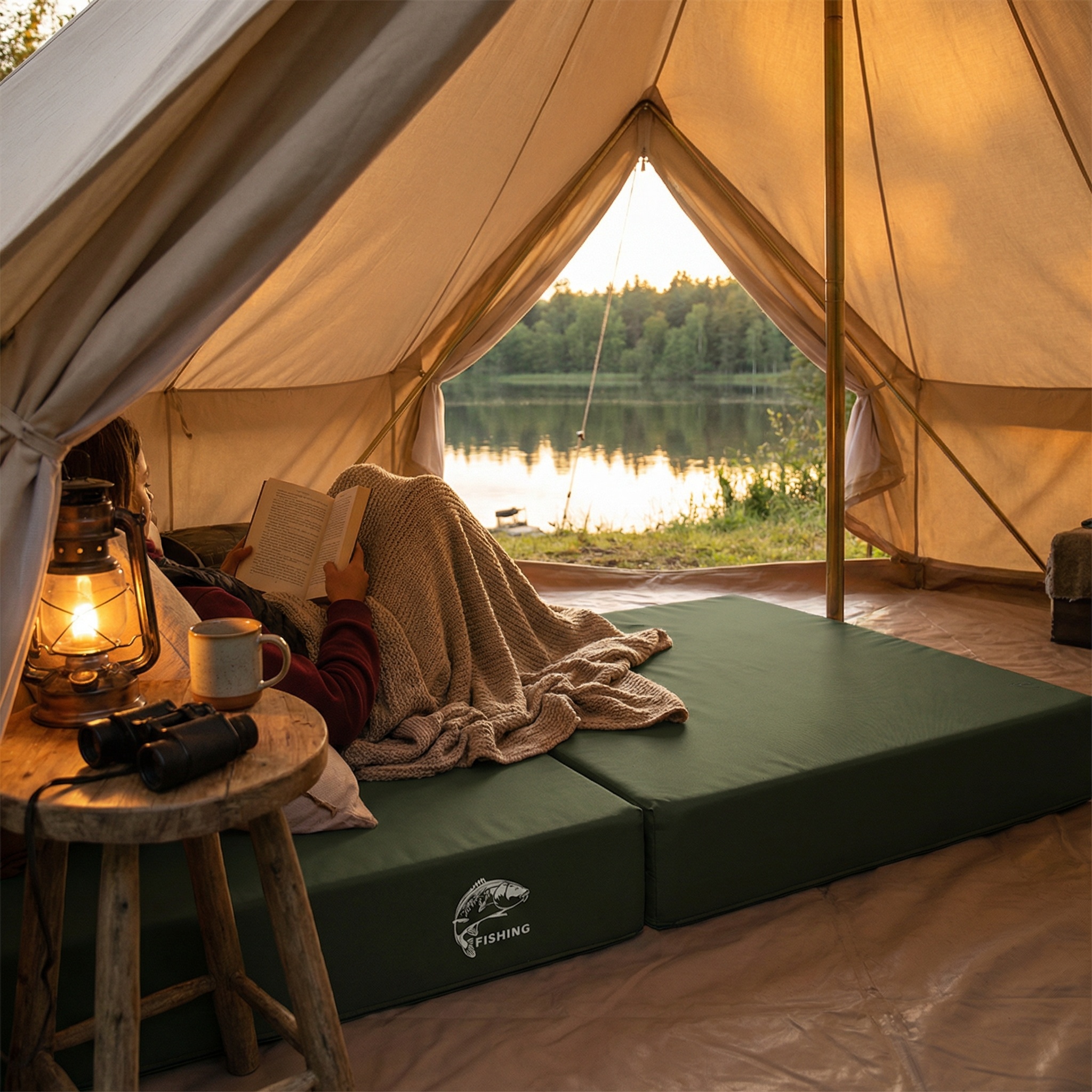 Logeermatras - camping matras - veld matras - opvouwbaar - 80 x 200 x 10 - donker groen