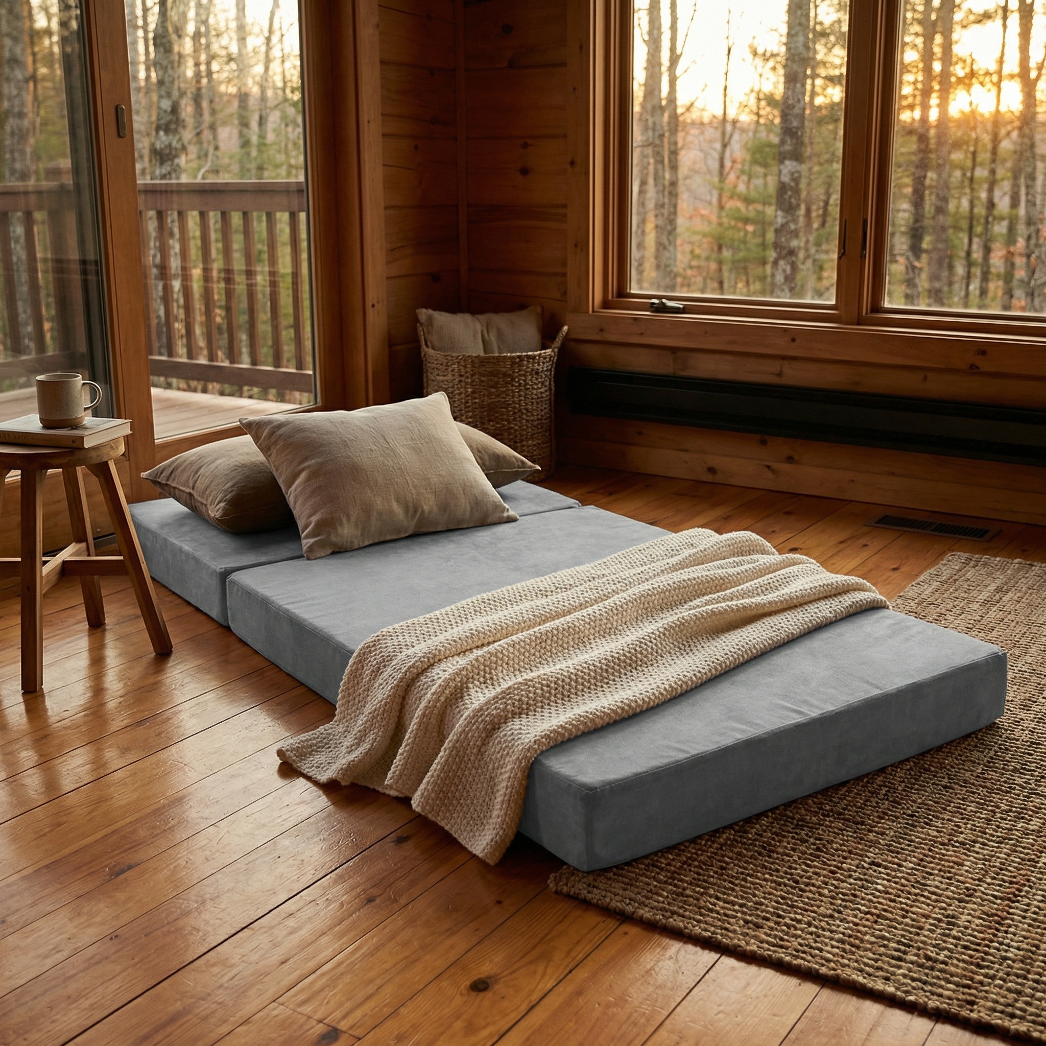 Logeermatras - grijs - camping matras - reismatras - opvouwbaar matras - 195 x 60 x 10