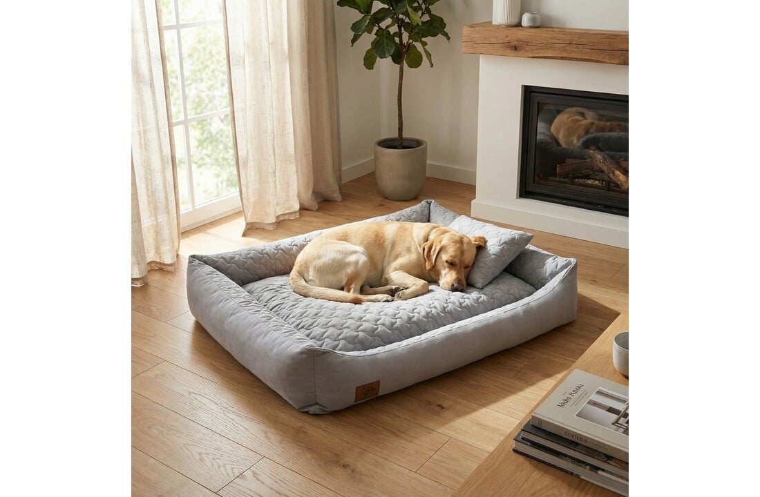 Hondenmand grijs 120x90 cm - wasbaar hondenkussen - waterdicht hondenbed