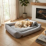 Hondenmand grijs 120x90 cm - wasbaar hondenkussen - waterdicht hondenbed