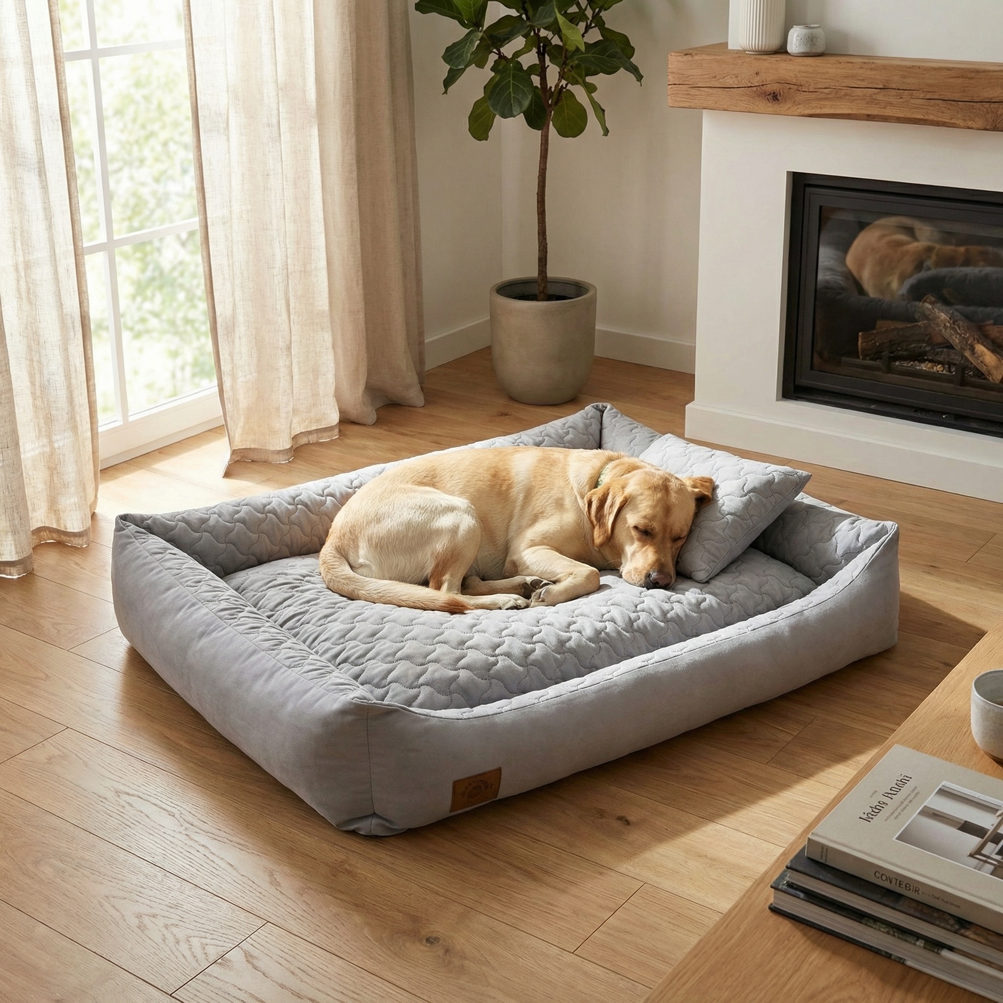 Hondenmand grijs 120x90 cm - wasbaar hondenkussen - waterdicht hondenbed