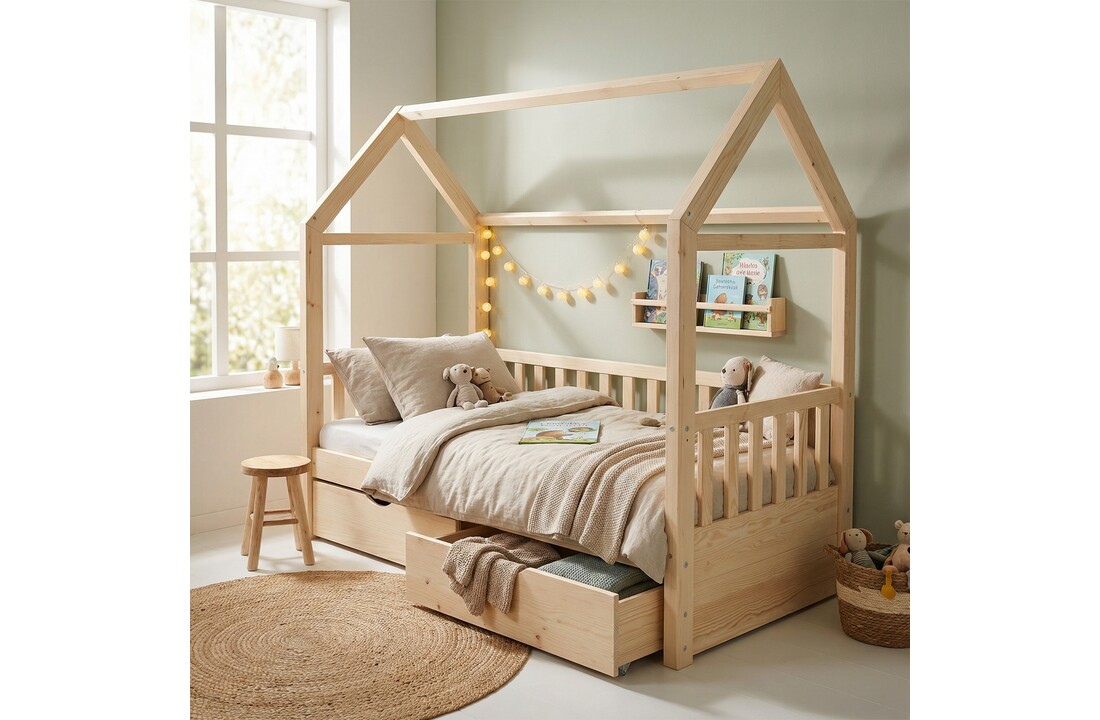Huisbed 80x160 cm grenen kinderbed met lade