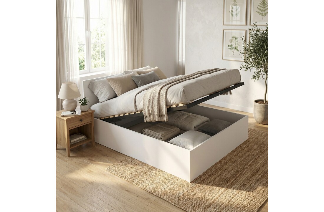 Twijfelaar 120x200 cm - wit - zonder matras - opklapbare bodem - schoonmaak vriendelijk