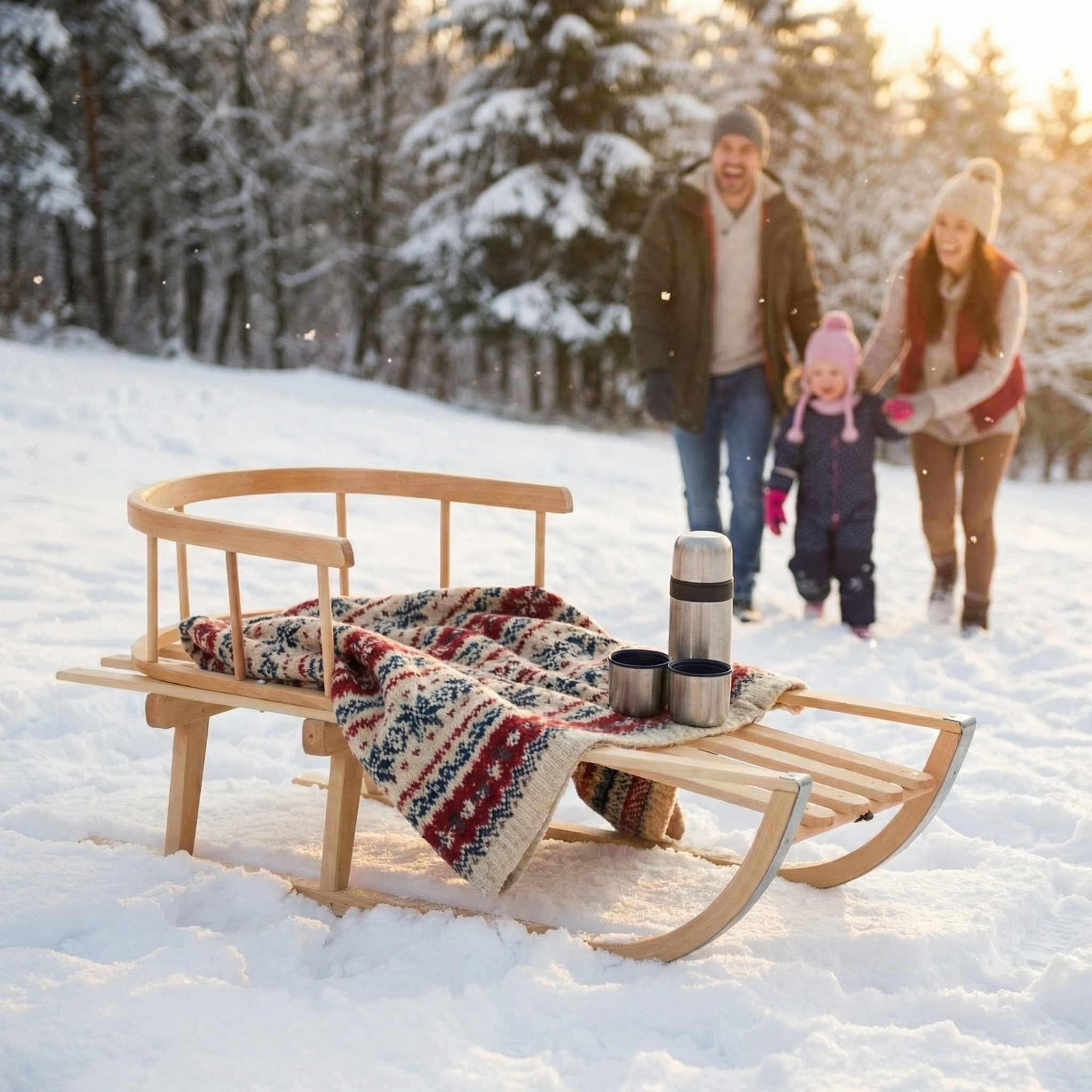 Slee van hout met rugleuning