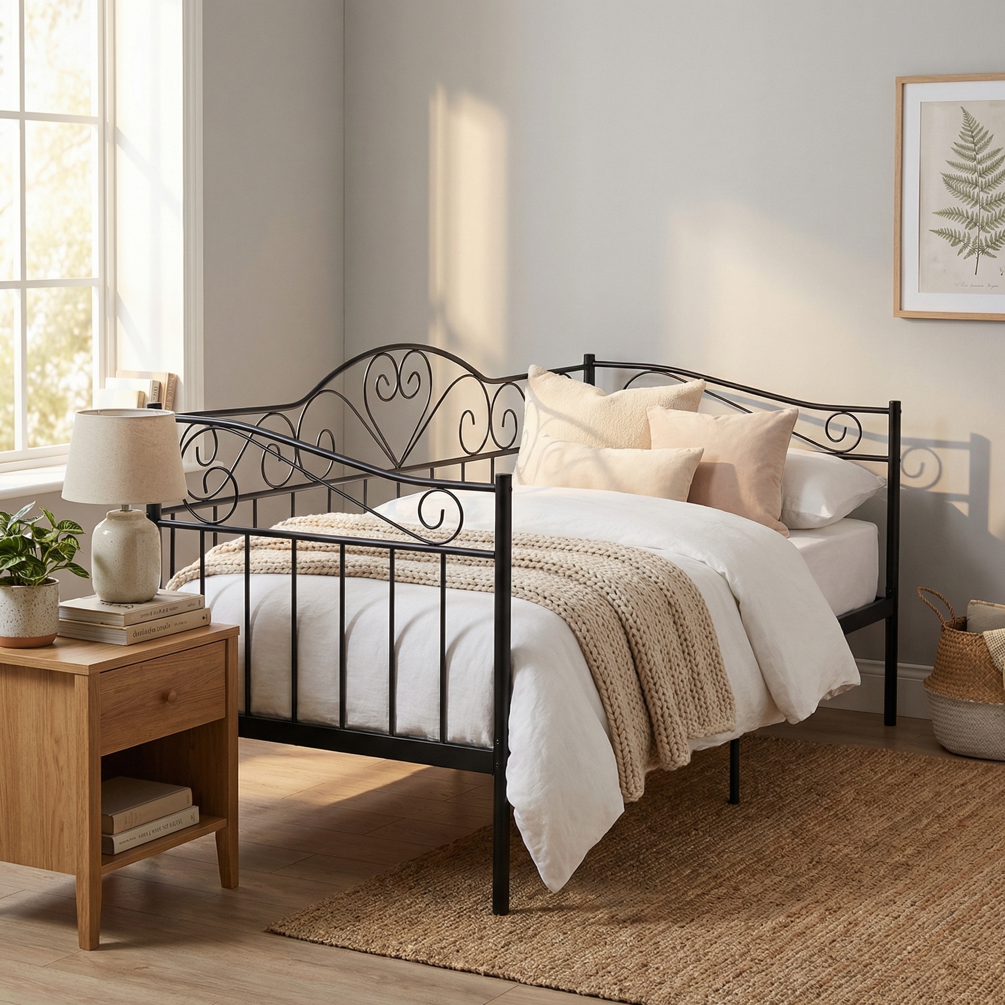 Bedframe 90x200 cm - met lattenboden - metaal - zwart