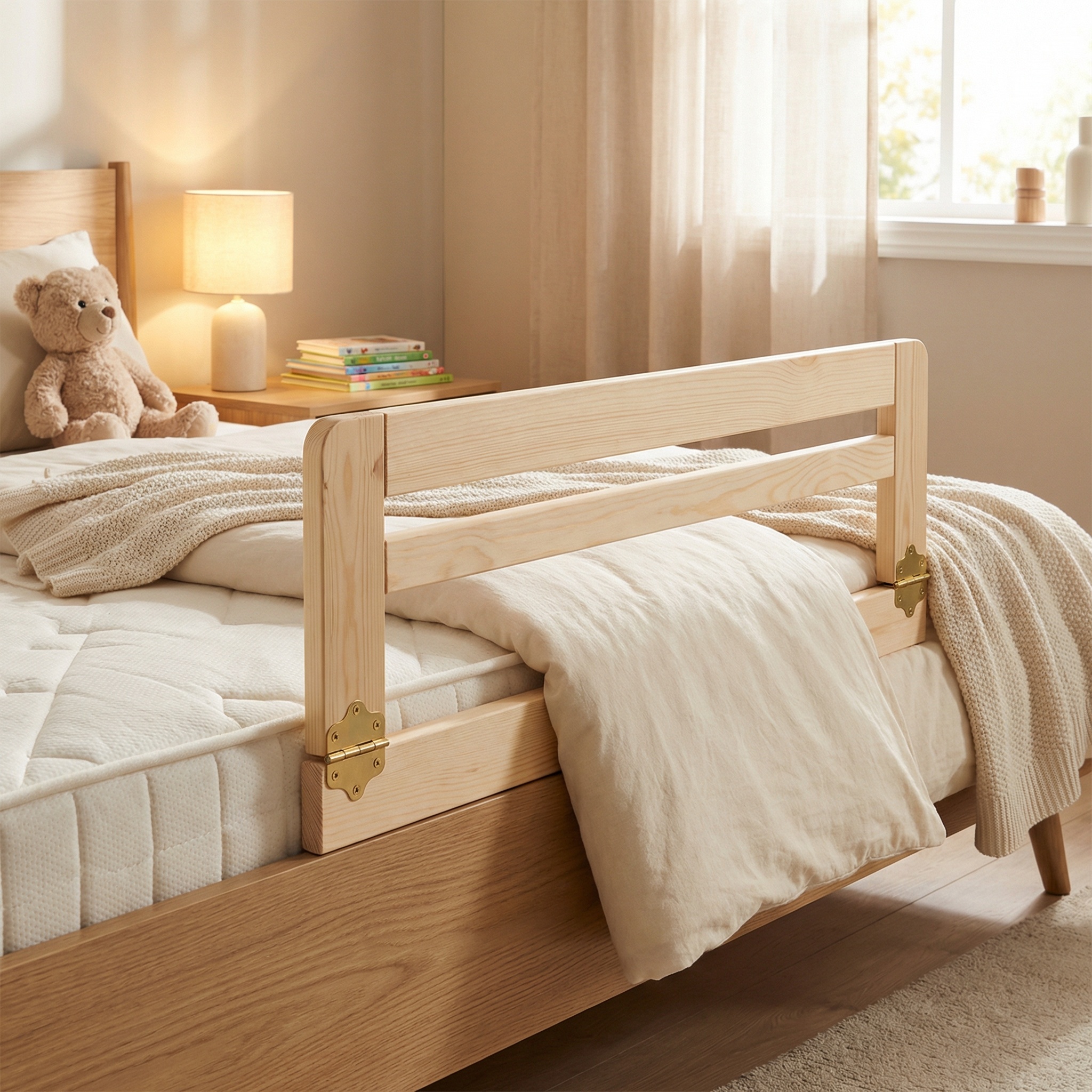 Bedhek inklapbaar - uitvalbeveiliging - vuren 67x40x30cm