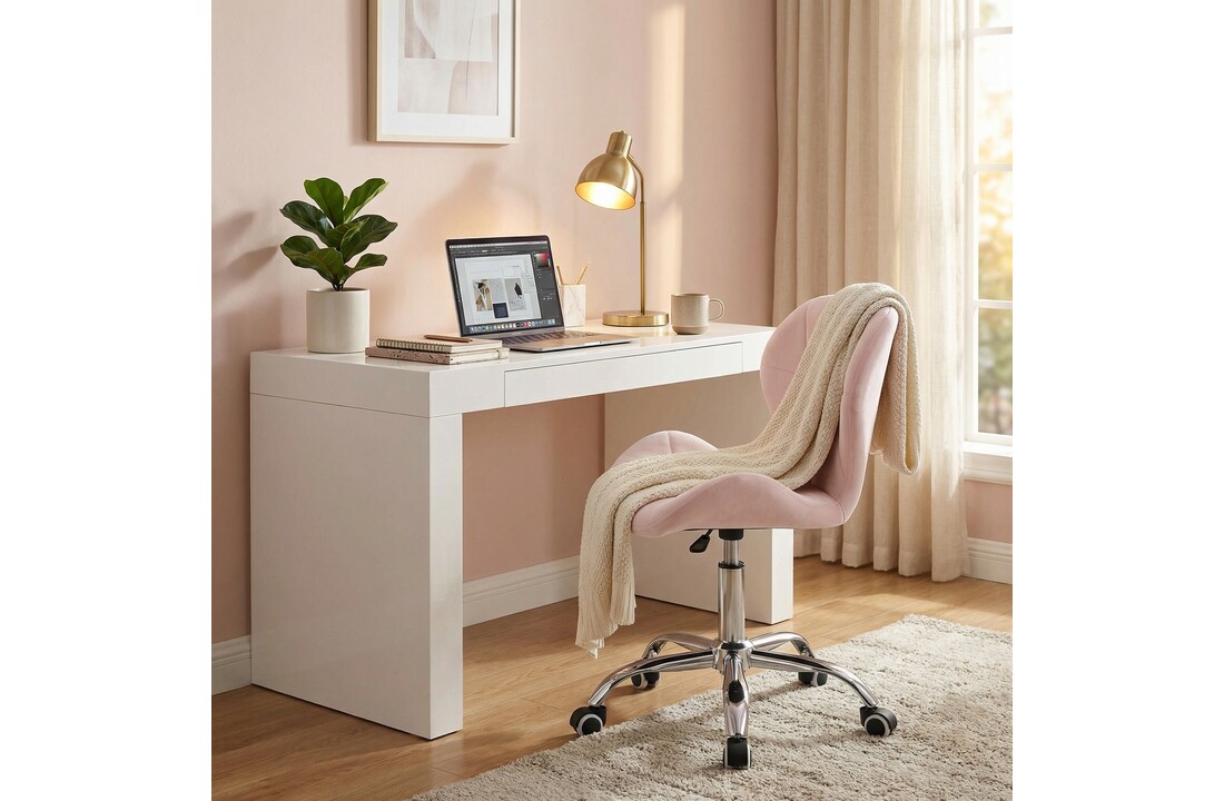 Bureaustoel AVOLA - ergonomisch - velvet - roze