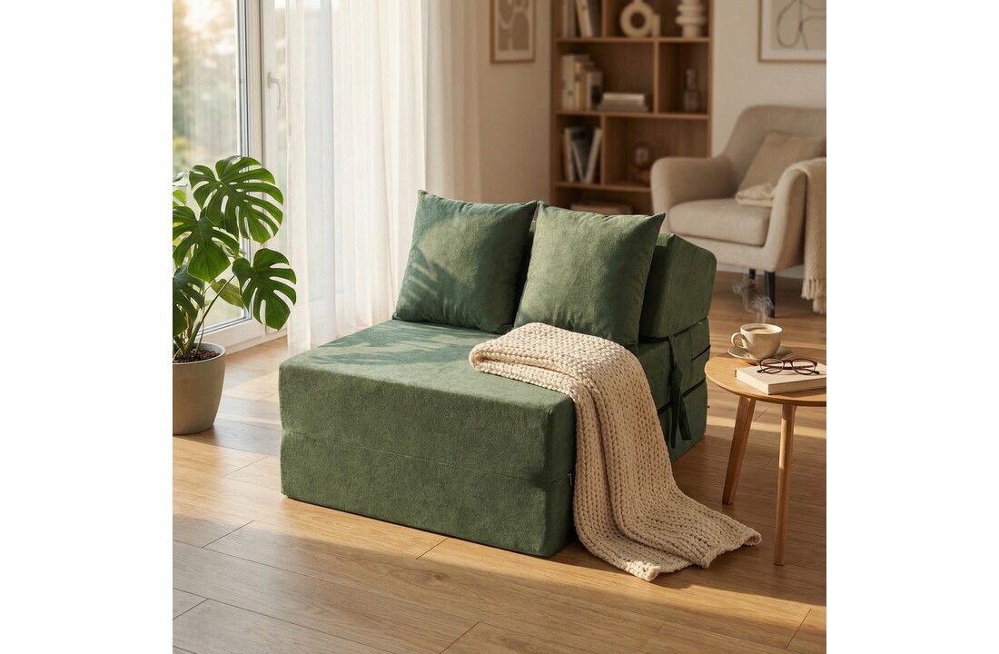 Opvouwbaar matras - logeermatras - 200x70x15 cm - groen