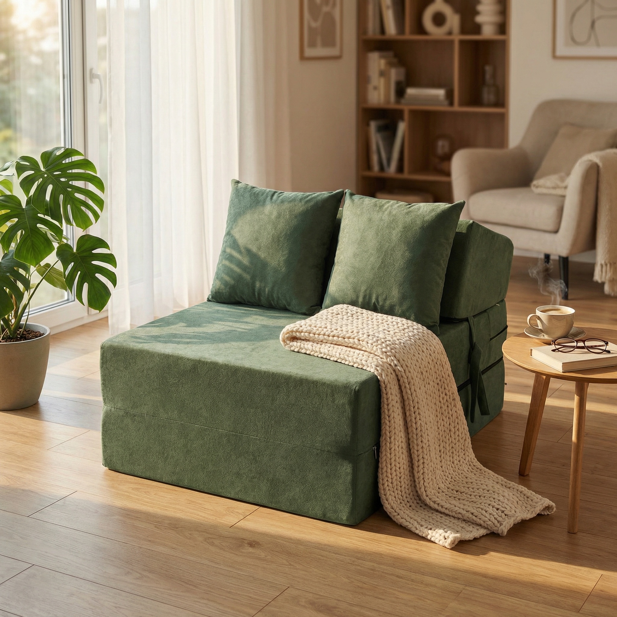 Opvouwbaar matras - logeermatras - 200x70x15 cm - groen