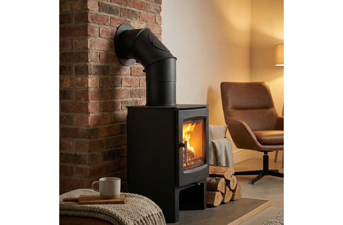 Kachelpijp - bocht - 90 graden - 2mm staal - Ø 120 mm - zwart