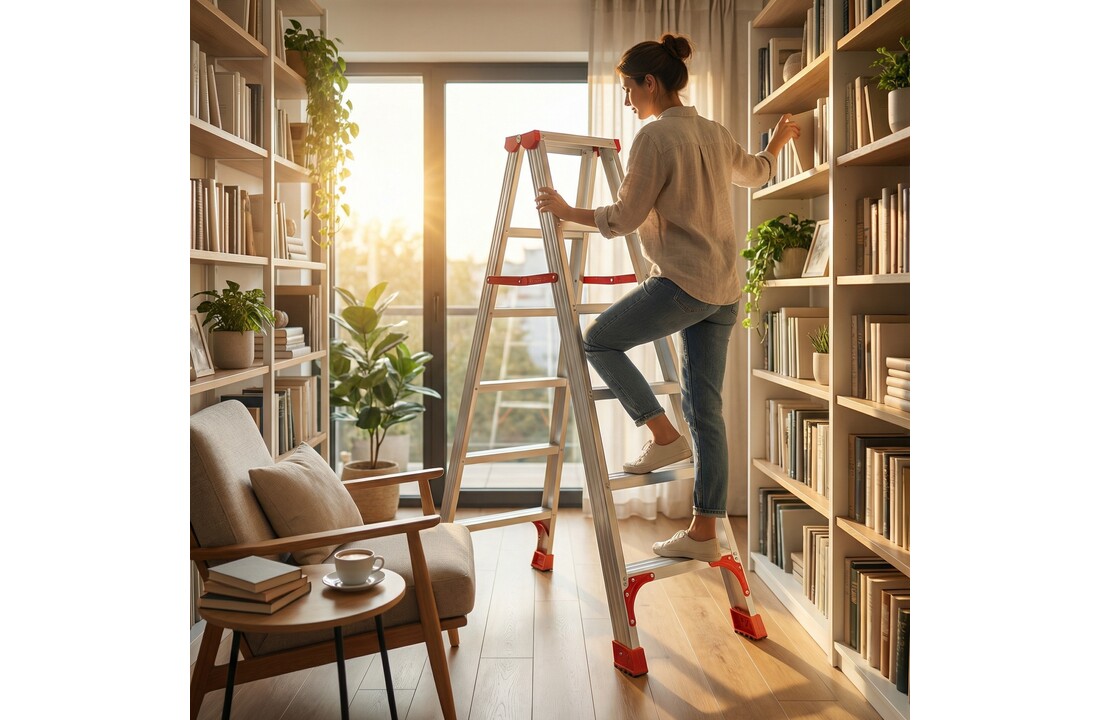 Ladder - huishoudtrap - trapladder - dubbelzijdig - 2x 5 treden