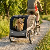 Fietskar hondenkar - opvouwbaar - grijs zwart - max 40 kg
