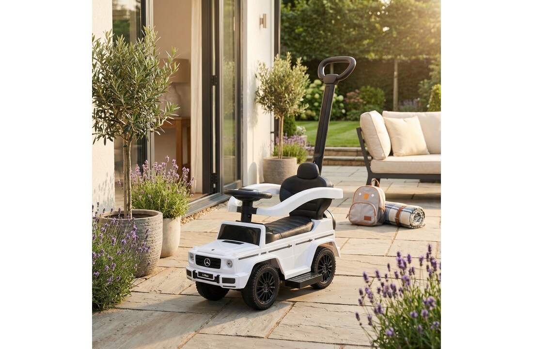 Loopauto - Mercedes Benz G350 - met duwstang - wit