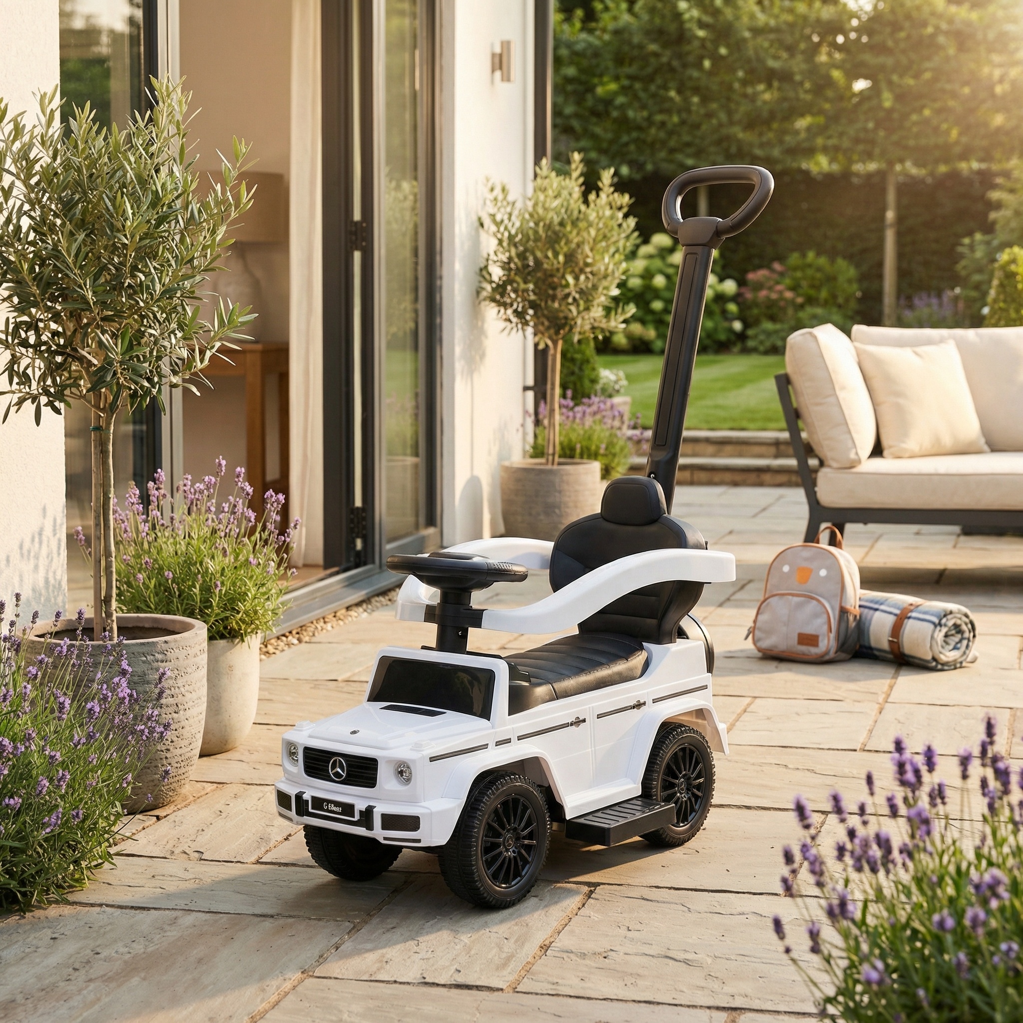 Loopauto - Mercedes Benz G350 - met duwstang - wit