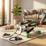 Stepper fitness - met weerstandsbanden - en display - tot 120kg