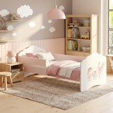 Peuterbed FALA - kinderbed met matras - 160x80cm - wit roze