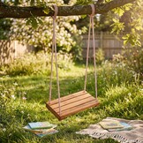 Houten schommel - 42x18 cm - gelakt - rood wit