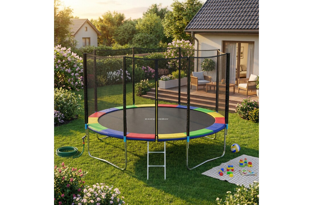 Trampoline regenboog 244 cm - met veiligheidsnet