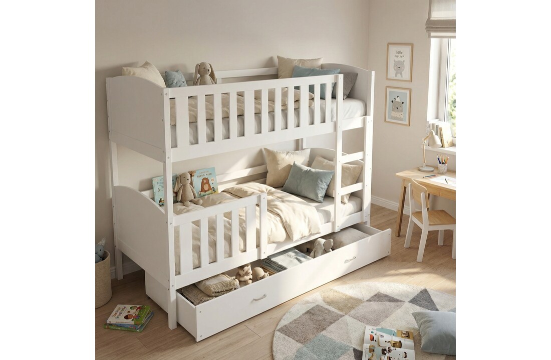 Stapelbed-kind-200x90cm-wit-inclusief matrassen