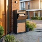 Pakketbrievenbus - 50x38x112 cm - staal - antraciet houtlook