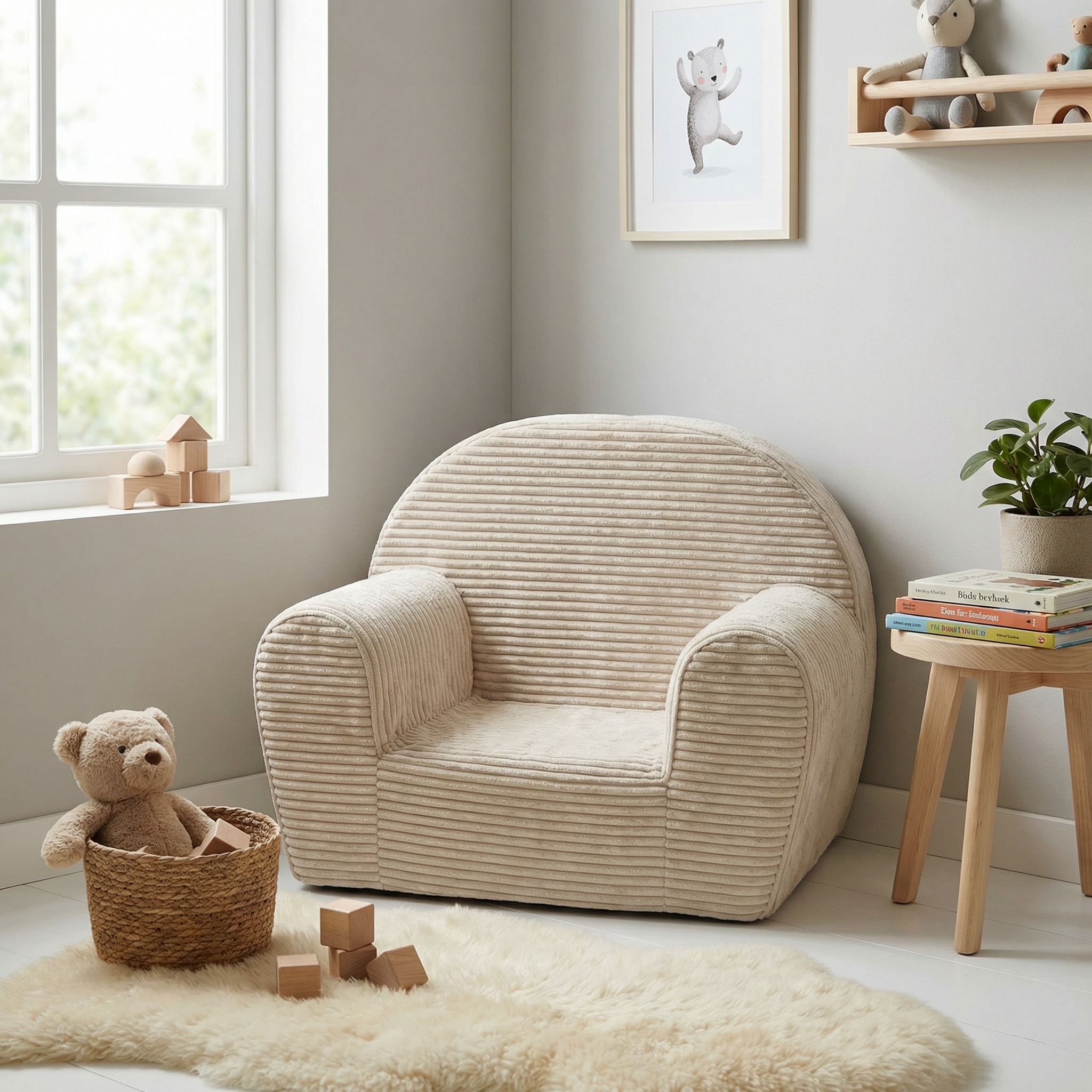 Kinderfauteuil - LINCOL - 60x40x45 cm - corduroy - beige