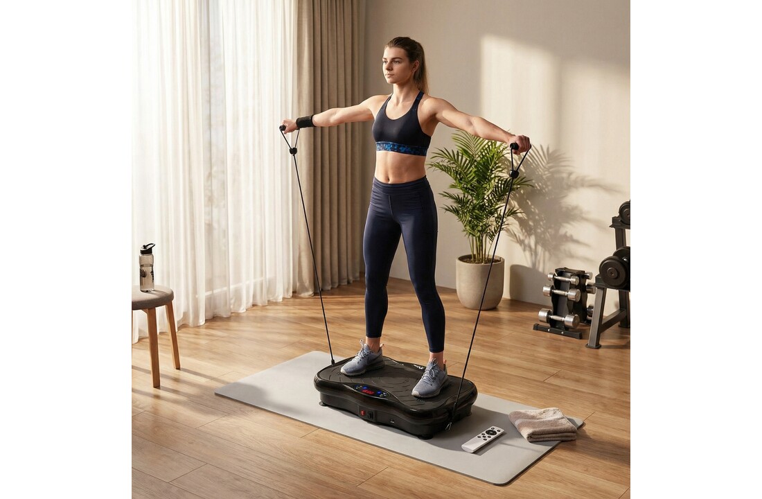 Fitness -trilplaat -vibratietrainer – multifunctioneel – zwart