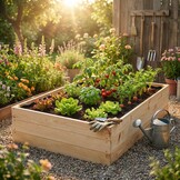 Moestuinbak - kweekbak - 120x80x27 cm - hout - met gronddoek