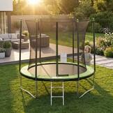 Trampoline 244 cm rond - met net en ladder – groen/zwart