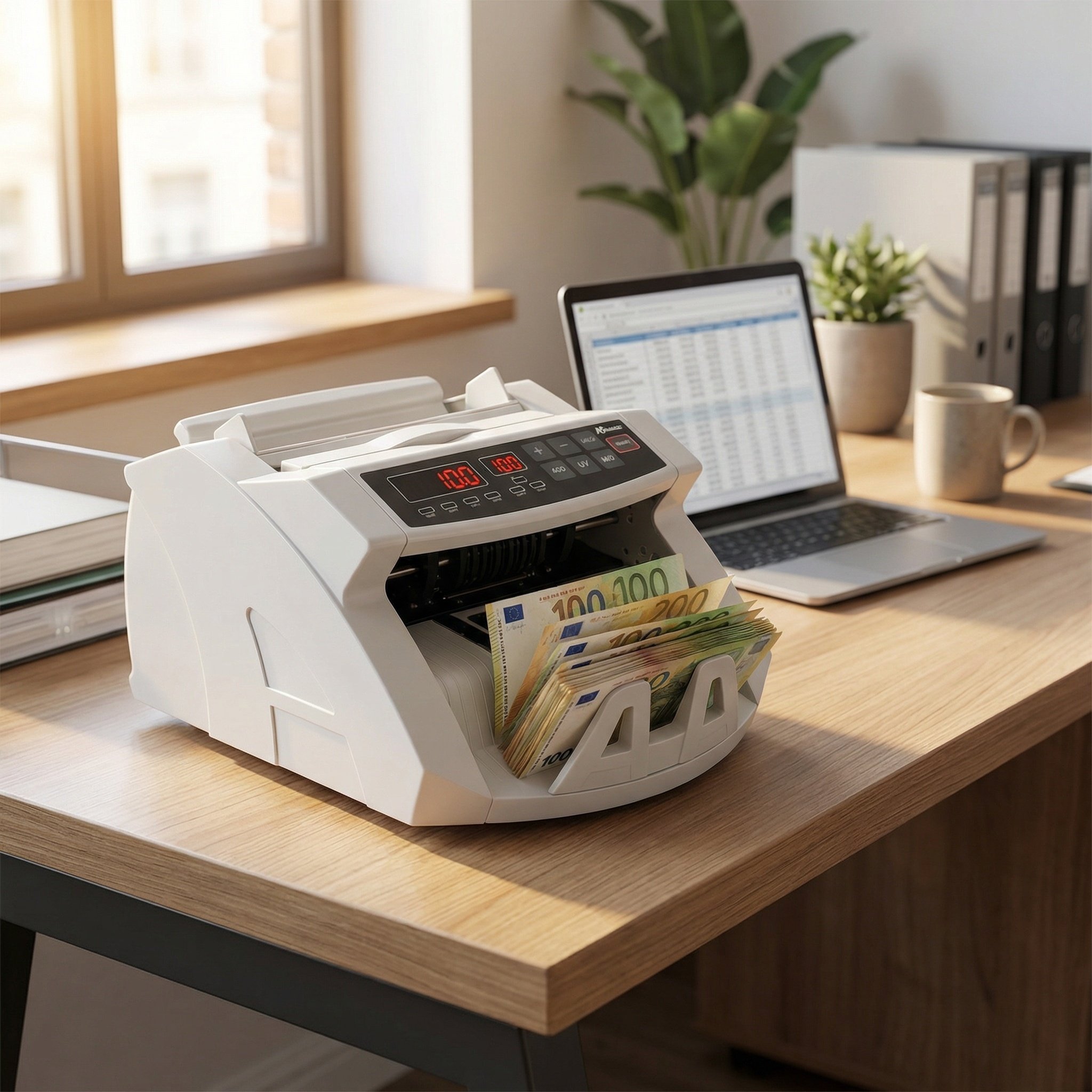 Geldtelmachine - tot 300 biljetten - 28,9x25,5x18 cm - wit