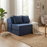 Luxe logeermatras - navy blauw - camping matras - reismatras - opvouwbaar matras - 200 x 70 x 15 - met kussens