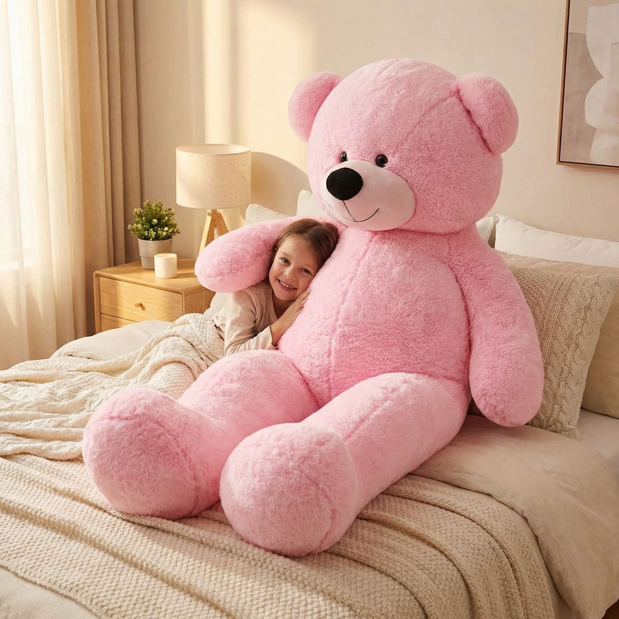 Grote knuffelbeer 2,2 meter roze 220 cm XXL