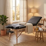 Massagetafel - inklapbaar - 3 secties - 185x70cm - hout - zwart