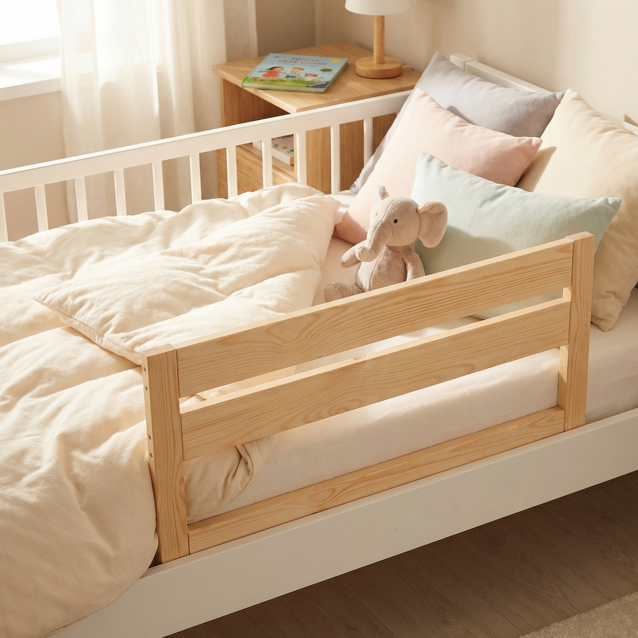 Bedhek inklapbaar - uitvalbeveiliging - vuren 97x40x30cm