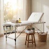 Massagetafel - inklapbaar - 3 secties - aluminium - wit