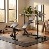 Sportbank - multifunctioneel - volledig instelbaar - voor gewichten - zwart & grijs