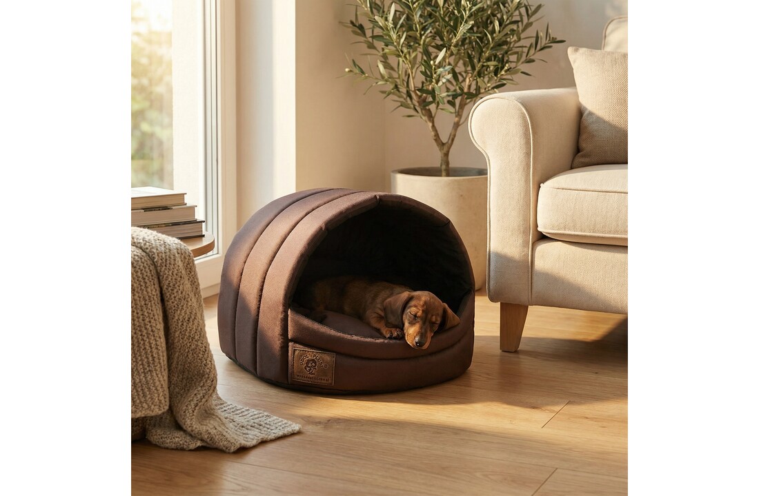 Hondenmand - kleine hond - box - hondemand - 45 x 49 x 36 cm - bruin - hondenbed - hondebed