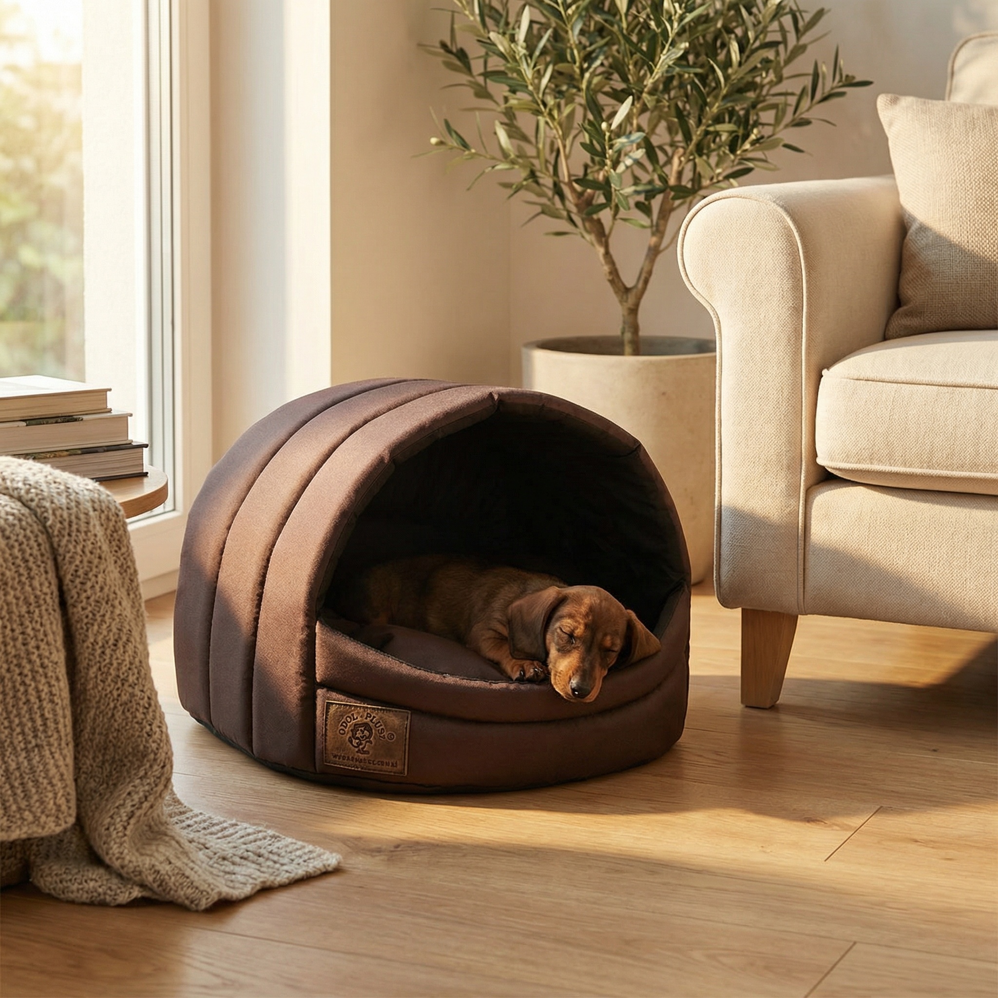 Hondenmand - kleine hond - box - hondemand - 45 x 49 x 36 cm - bruin - hondenbed - hondebed