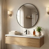 Ronde spiegel - badkamerspiegel - wandspiegel - ø 80 cm - zwart