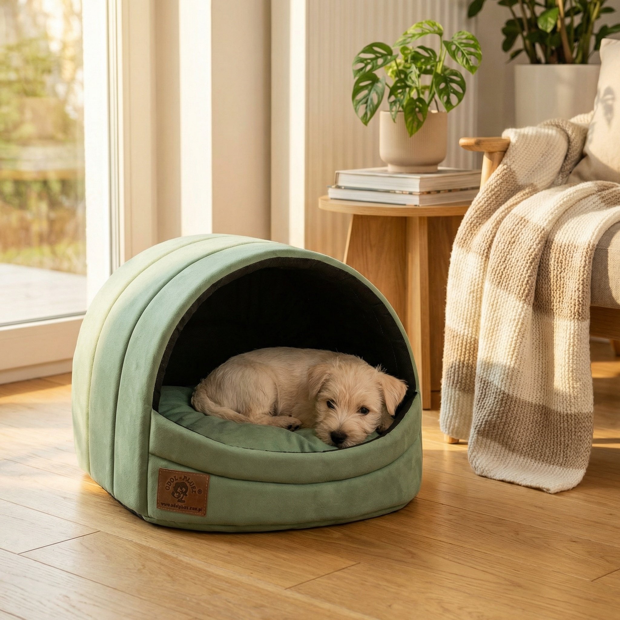Hondenmand - kleine hond - box - hondemand - 45 x 49 x 36 cm - mat groen - hondenbed - hondebed