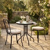 Bistrotafel - rond 60 cm – zwart - tuintafeltje met gehard glas