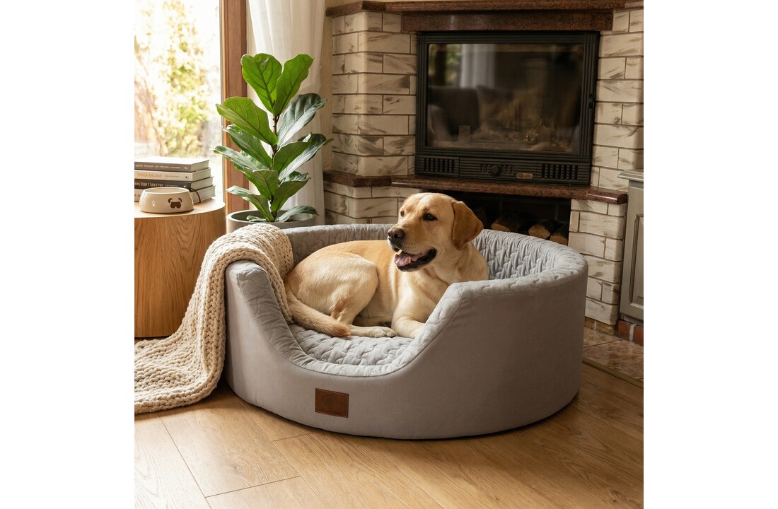 Luxe hondenmand XXL - 90 x 30 cm - wasbare hoes - grijs - hondenbed hondensofa hondemand hondebed