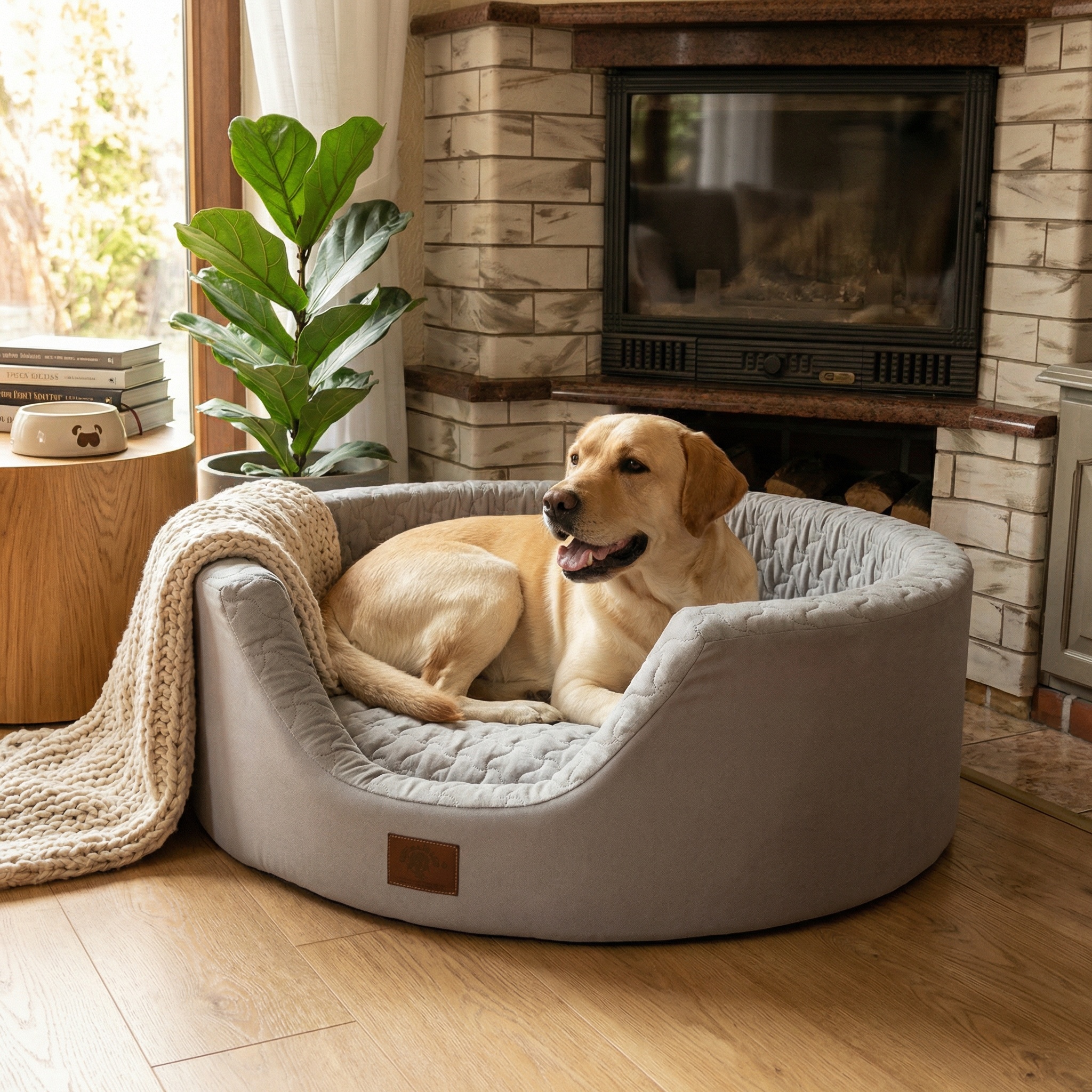 Luxe hondenmand XXL - 90 x 30 cm - wasbare hoes - grijs - hondenbed hondensofa hondemand hondebed